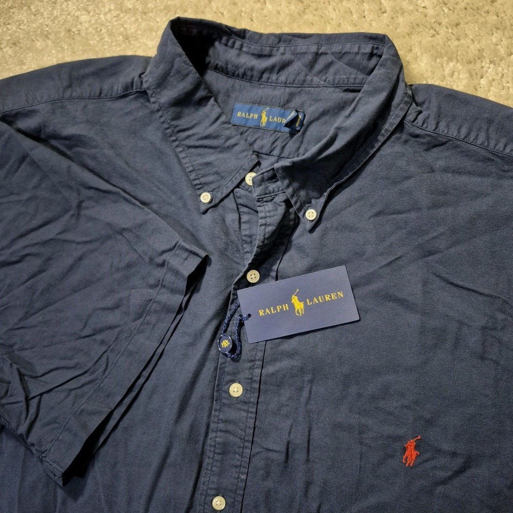 Ralph Lauren Oxford Shirt Mens 3XLT Navy Blue Button Down Career Minimalist New